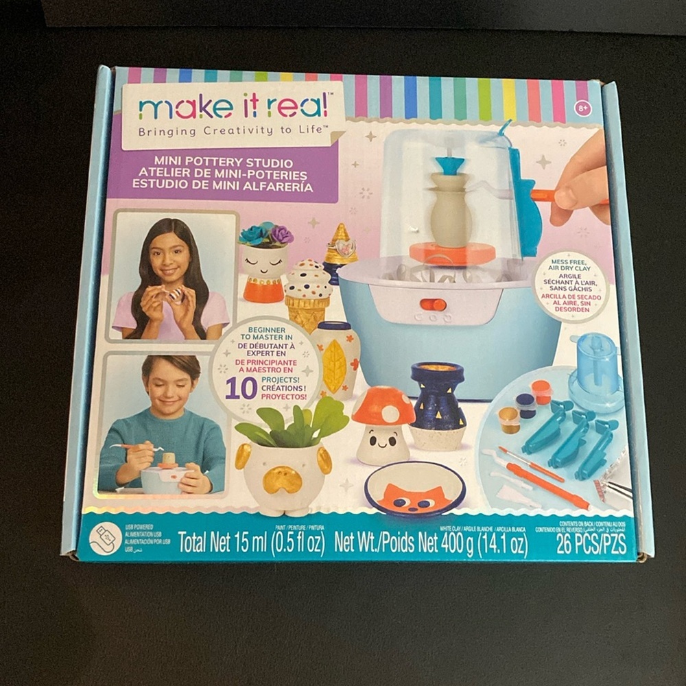 Make It Real Mini Pottery Studio - 26-Piece DIY Pottery Kit